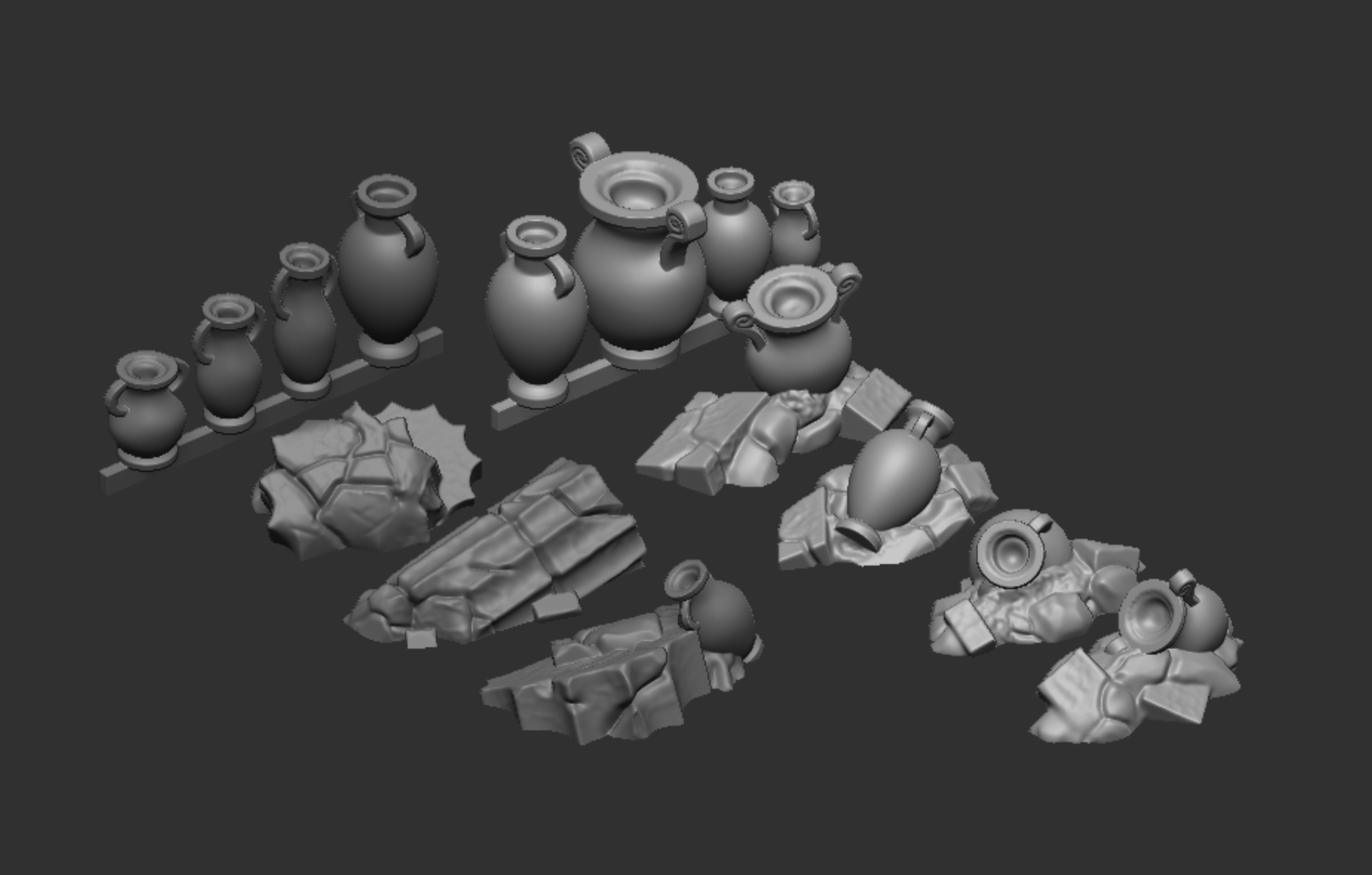 Ancient Greek base elements small - urns and ruins